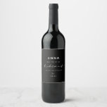 Modern Minimalist Chic Bridesmaid Proposal | Black Wine Label<br><div class="desc">This minimalist bridesmaid wine label is perfect for the modern bride! Simple yet elegant, featuring a handwritten calligraphy script and sans-serif font. Customize the label with your bridesmaid's name for an extra special touch. For the matching Maid/Matron of Honor label and more bridesmaid gifts like this, check out our store!...</div>