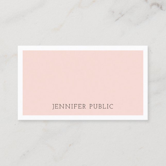 Modern Minimalist Chic Design Blush Pink Trendy Business Card (Front)