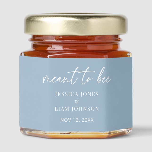 Modern Minimalist Chic Elegant Dusty Blue Wedding  Honey Jar Favors (Front)