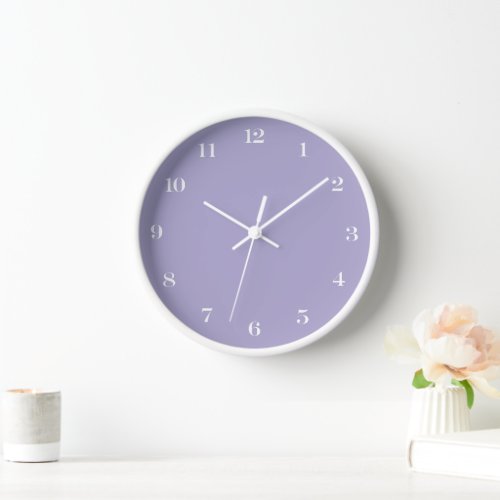 Modern Minimalist Chic Lavender and White Clock
