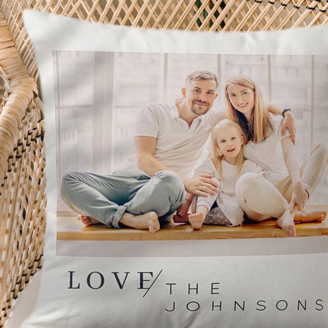 Modern Minimalist Chic Love Family Custom Photo Throw Pillow (Creator Uploaded)