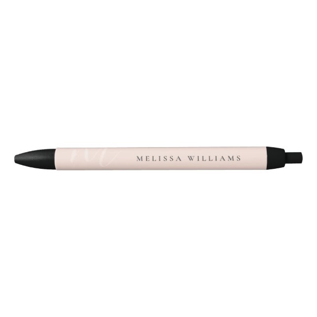 Modern Minimalist Chic Monogram Pastel Blush Luxe Pen (Front)