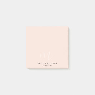 Modern Minimalist Chic Monogram Pastel Light Pink Post-it Notes