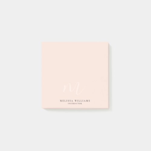 Modern Minimalist Chic Monogram Pastel Light Pink Post_it Notes