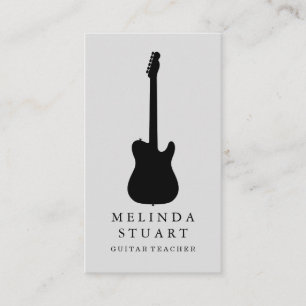 Modern Minimalist Chic Musician Guitar Teacher Business Card