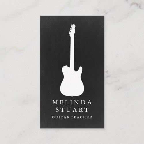 Modern Minimalist Chic Musician Guitar Teacher Business Card