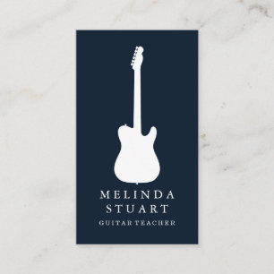 Modern Minimalist Chic Musician Guitar Teacher Business Card