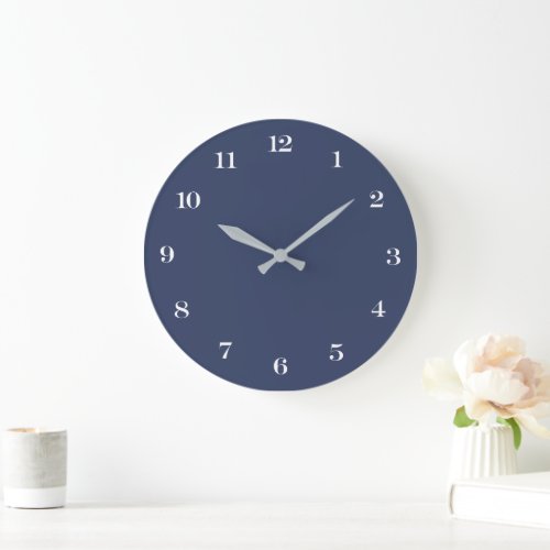 Modern Minimalist Chic Navy Blue and White  Large Clock