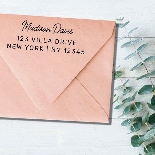 Modern Minimalist Chic Script Name Return Address  Self_inking Stamp