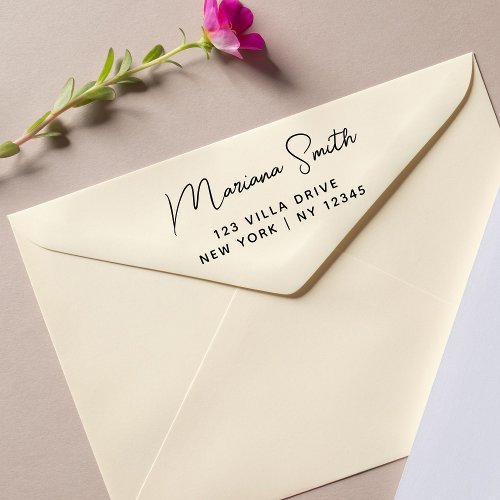 Modern Minimalist Chic Script Name Return Address  Self_inking Stamp