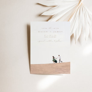 Modern Minimalist Chic Script Photo Save The Date