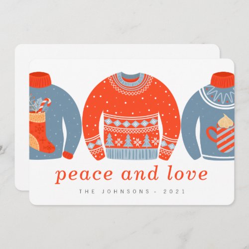 Modern Minimalist Chic Ugly Knitted Sweater Holiday Card