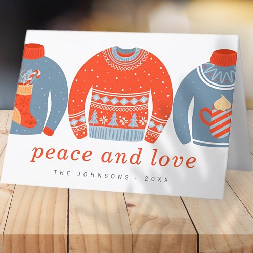 Modern Minimalist Chic Ugly Knitted Sweater Holiday Card