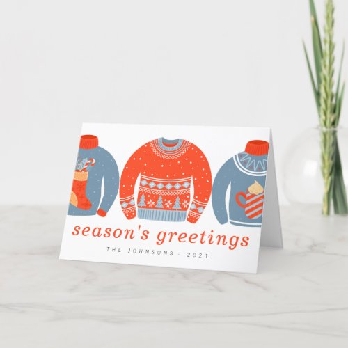 Modern Minimalist Chic Ugly Knitted Sweater Holiday Card