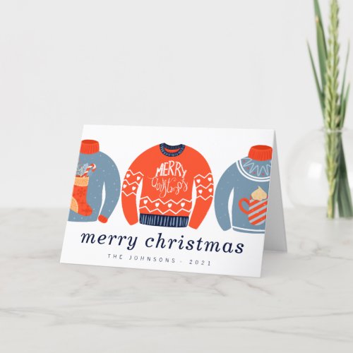 Modern Minimalist Chic Ugly Knitted Sweater Holiday Card
