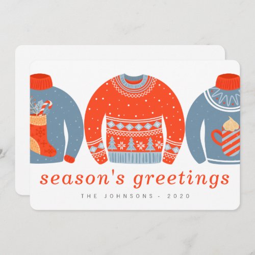 Modern Minimalist Chic Ugly Knitted Sweater Holiday Card