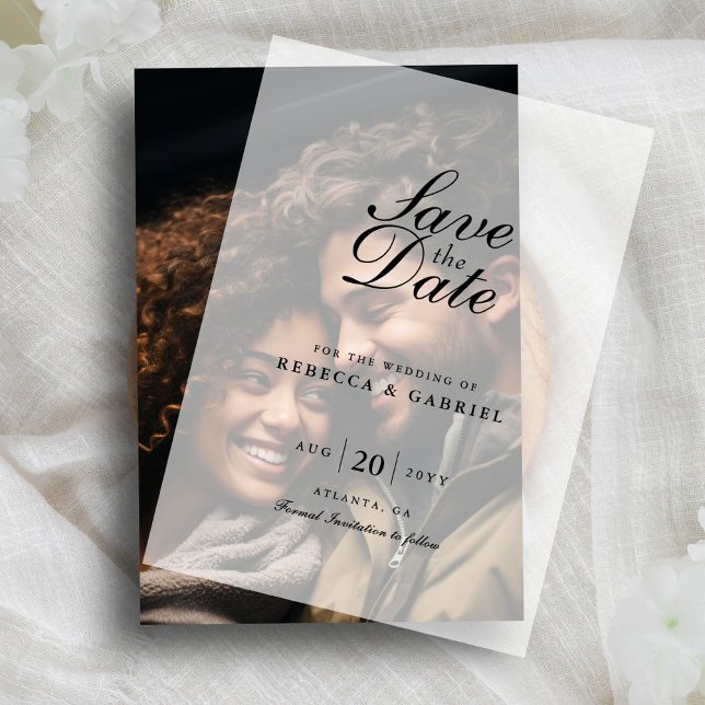 Modern Minimalist Chic Wedding Save The Date Vellum Invitations (Creator Uploaded)