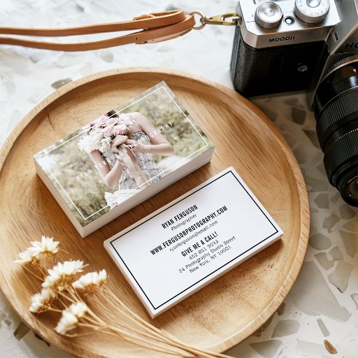 Customizable Modern minimalist chic white photography photo business card