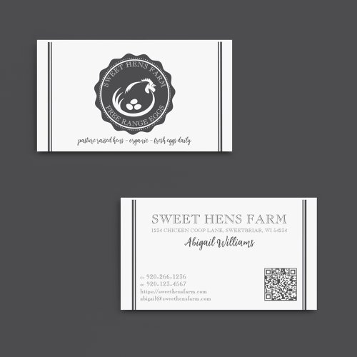 Modern Minimalist Chicken Eggs QR Code Business Card