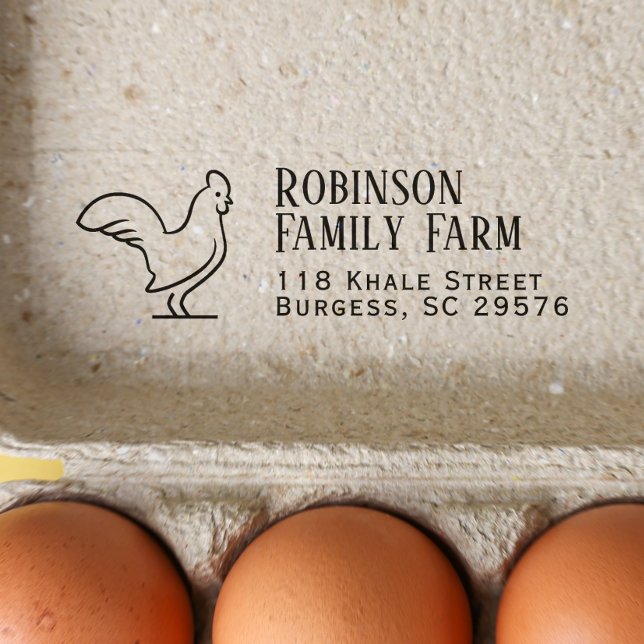 Modern & Minimalist Chicken Family Farm Egg Carton Self-inking Stamp (Rubber Stamp Mock-up)