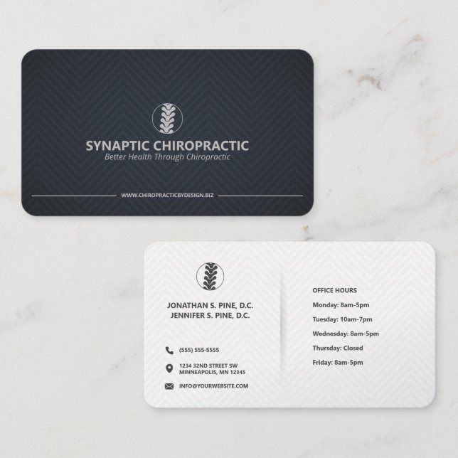 Modern Minimalist Chiropractor Business Cards (Front/Back)