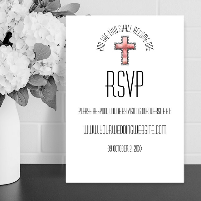 Modern Minimalist Christian Wedding RSVP Card (Modern Minimalist Christian Two Become One Wedding RSVP Card
)