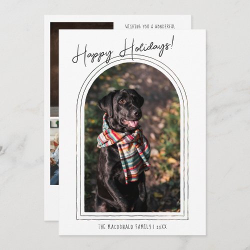 Modern Minimalist Christmas  5 Photo Arch Frame Holiday Card