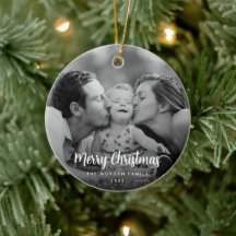 Modern Minimalist Christmas Black and White Photo