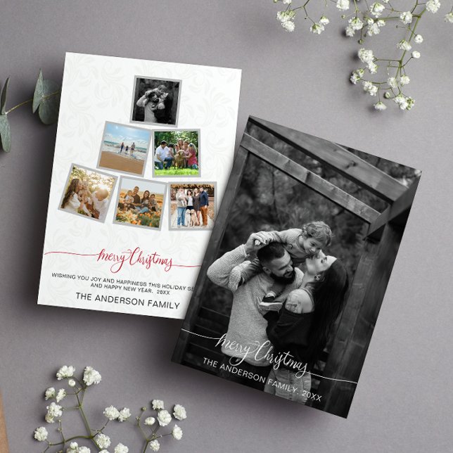 Modern Minimalist Christmas Collage Photo Holidays Invitation (Creator Uploaded)