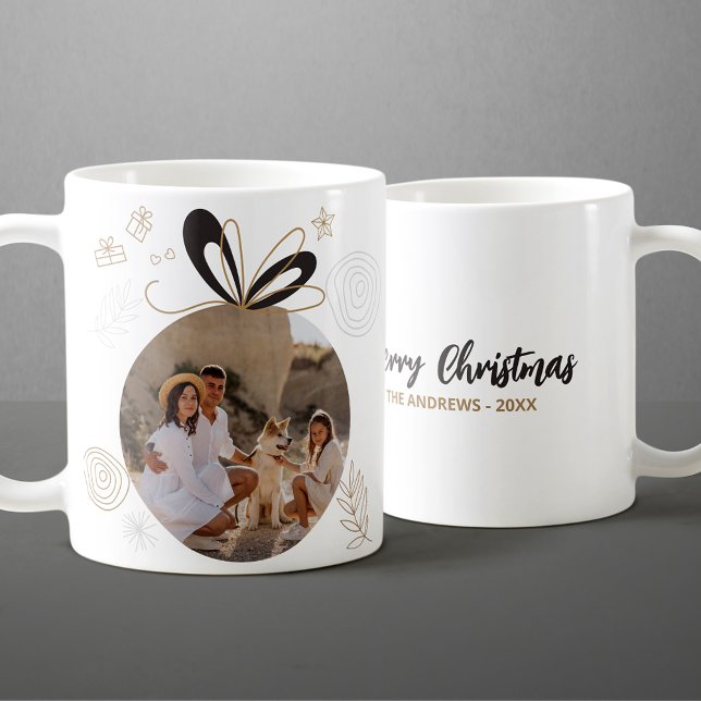 Modern Minimalist Christmas Family Photo Coffee Mug (Creator Uploaded)