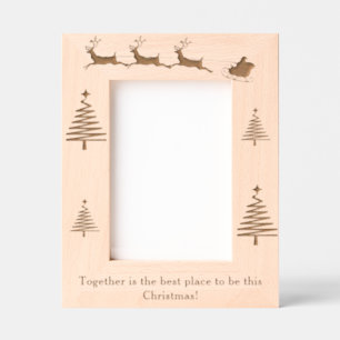 Modern Minimalist Christmas Family Photo  Engraved Frames