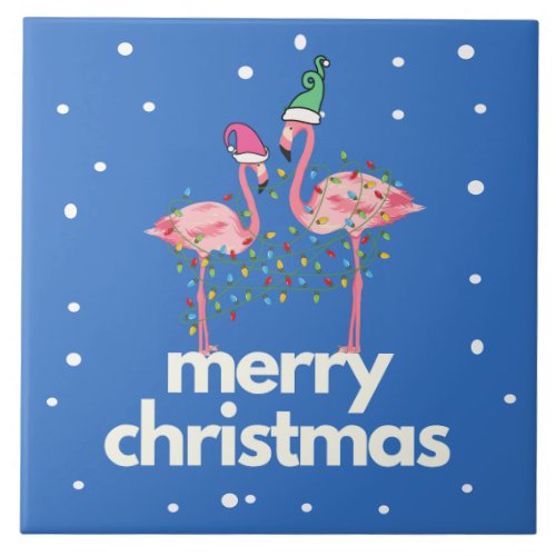 Modern Minimalist Christmas Flamingo Tile Trivet