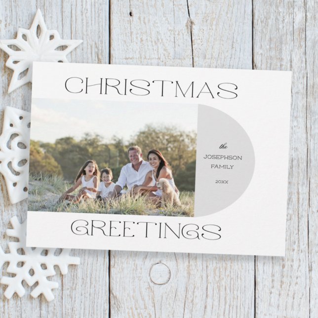 Modern Minimalist Christmas Greetings Arch Photo Holiday Card (Creator Uploaded)