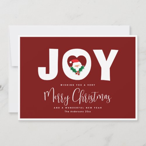 Modern Minimalist Christmas Joy Seasons Greetings Holiday Card