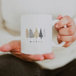 modern minimalist christmas mug<br><div class="desc">This holiday christmas ornament features a simple minimalist design with modern doodled christmas trees and a simple serif font.</div>