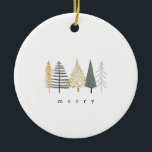 modern minimalist christmas ornament<br><div class="desc">This holiday christmas ornament features a simple minimalist design with modern doodled christmas trees and a simple serif font.</div>