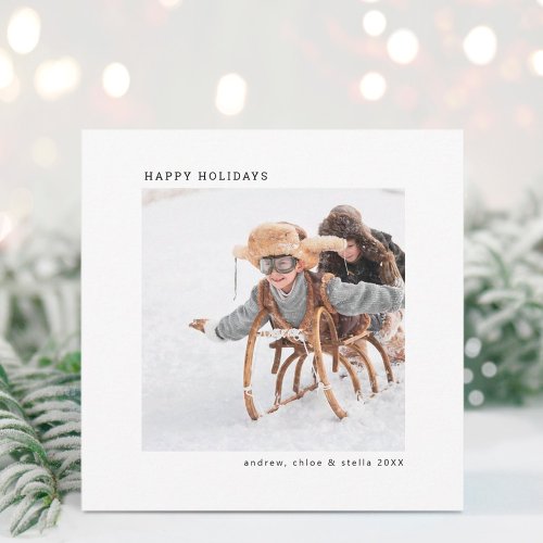 Modern Minimalist Christmas Photo Square Holiday Card