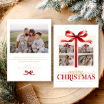 Modern Minimalist Christmas Red Photo Holiday Card<br><div class="desc">This Modern Minimalist Christmas Red Photo Holiday Card is a festive and elegant way to share your family’s holiday joy. Featuring a bold red watercolor bow that frames a beautiful five-photo collage, it creates the look of a perfectly wrapped gift — making your card feel extra special. The modern typography...</div>