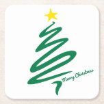 Modern Minimalist Christmas Tree Coaster<br><div class="desc">A swoosh of a green Christmas tree topped with a yellow star makes a modern and minimalist paper cup. Perfect for your Christmas holiday celebrations. Merry Christmas is tucked up into the Christmas tree.</div>