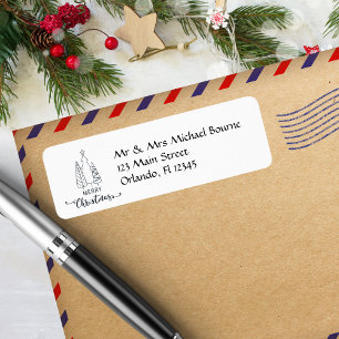 Modern,Minimalist Christmas Tree Holiday Address Label