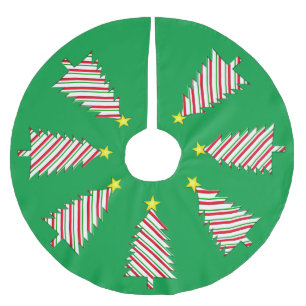 Modern Minimalist Christmas Tree in Candy Stripes Brushed Polyester Tree Skirt