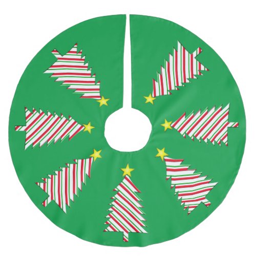 Modern Minimalist Christmas Tree in Candy Stripes  Brushed Polyester Tree Skirt