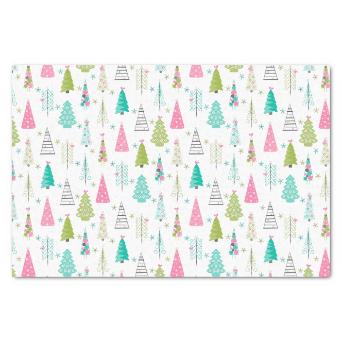 Modern Minimalist Christmas Tree Pattern Pink Teal Tissue Paper Zazzle Com