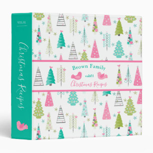 Modern Minimalist Christmas Tree Pattern Recipe 3 Ring Binder