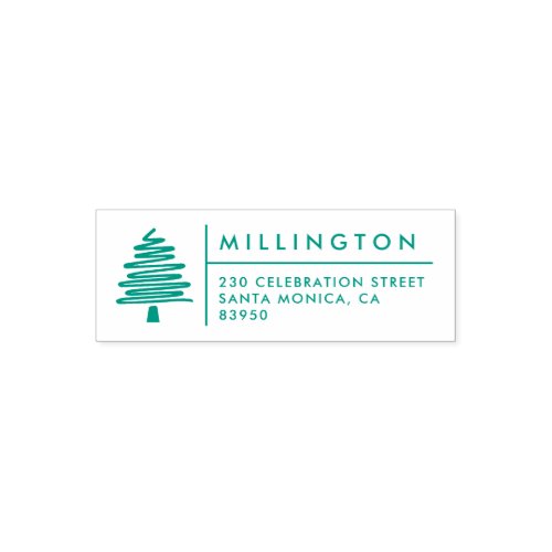 Modern Minimalist Christmas Tree Return Address Self_inking Stamp
