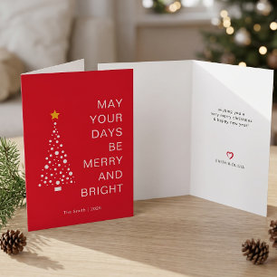 Modern Minimalist Christmas Tree Simple Red Holiday Card