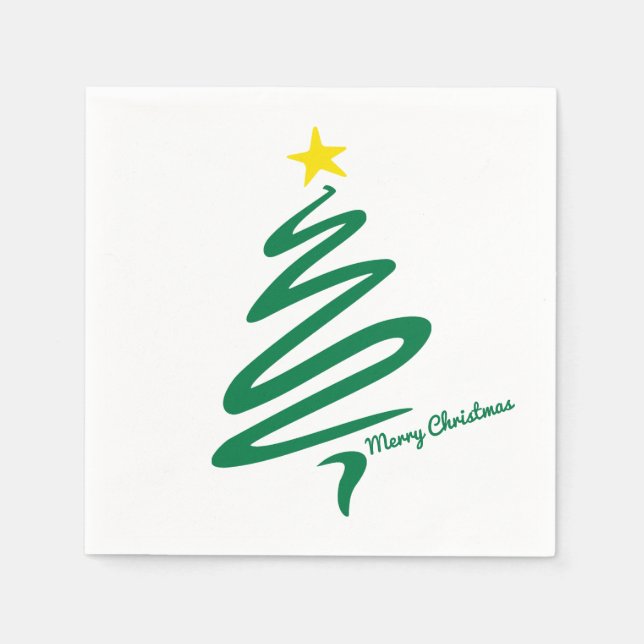 Modern & Minimalist Christmas Tree Swoosh Paper Napkins (Front)