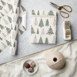 Modern Minimalist Christmas Tree  Wrapping Paper<br><div class="desc">Wrap your gifts in simple seasonal style with this modern minimalist Christmas tree wrapping paper. Featuring a hand drawn pattern of whimsical evergreen trees in soft green tones, this charming design adds a Scandinavian-inspired touch to holiday gifting. Perfect for cozy, neutral Christmas decor or festive wrapping for children and adults...</div>