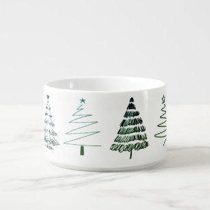 Modern Minimalist Christmas Trees Doodles Bowl