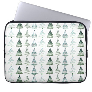 Modern Minimalist Christmas Trees Doodles Laptop Sleeve
